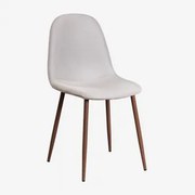 Gestoffeerde Eetkamerstoel Glamm Donker Hout & Linnen Beige – Crème & Lino - Sklum