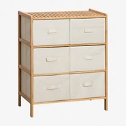 Dubbele Ladekast 65x35 Cm Van Bamboe Nafan Wit – Natuurlijk Hout - Sklum