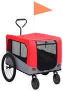 vidaXL Huisdierenfietskar 2-in-1 aanhanger loopwagen rood en grijs