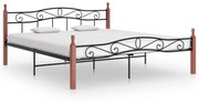 vidaXL Bedframe metaal en massief eikenhout zwart 200x200 cm