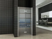 Saqu Essential Nisvouwdeur 90x202cm Rechts Aluminium-look/Helder glas (antikalk)