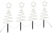Set van 4 kerst prikspots wit kerstboom incl. LED IP44 - Puno
