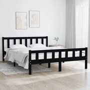 vidaXL Bedframe massief hout zwart 150x200 cm 5FT King Size