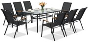 Modena/Bitonto Wood zwart metalen tuinset voor 8 personen Garden Point
