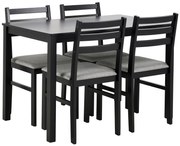 TORINO eetset + 4 stoelen Zwart/Lichtgrijs (Sawana 21 stof) - HOUTEN SET VOOR KEUKEN/EETKAMER