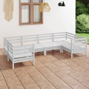 vidaXL 6-delige Loungeset massief grenenhout wit