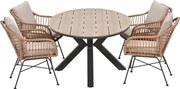 Garden Impressions Lucas tuinset bruin 5-delig - Tulli tuintafel 180x115 cm