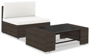 vidaXL 2-delige Loungeset poly rattan bruin