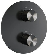 Brauer Stripe 3-weg inbouwthermostaat rond gunmetal geborsteld PVD