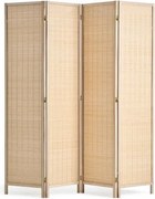 VEVOR 4-delig handgeweven bamboe privacyscherm, opvouwbare kamerverdeler met scharnieren, draagbare en vrijstaande kamerverdeler voor kamerverdeling, woonkamer, slaapkamer, natuurlijk