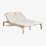 Dubbele Verstelbare Ligstoel Van Acaciahout Met Dubai-kussen Gardenia Wit & Rustiek Acaciabruin - Sklum