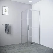Saniclass Colorem douchecabine 90x90x200cm 8mm helder nano coating glas met frame geborsteld rvs R-MB-C90D-FFF / R-MB-2120-90-FFF