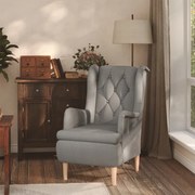 vidaXL Fauteuil met massief rubberwood poten stof lichtgrijs