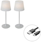 Buitenlamp met dimmer LED Set van 2 tafellamp met dimmeren wit oplaadbaar 40 cm IP54 - Jude Modern IP54 Buitenverlichting rond Lamp