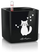 LECHUZA Plantenbak CUBE Glossy CAT 14 ALL-IN-ONE hoogglans zwart