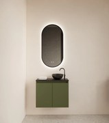 Gliss Design Echo toiletmeubel 60cm olijfgroen met toppaneel zwart mat