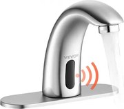 VEVOR Touchless wastafelkraan (geborsteld nikkel) Automatische wastafelkraan, handsfree toiletkraan, kraan op batterijen met instelbare koude/warme temperatuur