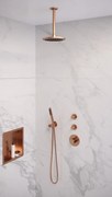 Brauer Copper Edition complete inbouw regendouche met staafhanddouche, plafondarm en hoofddouche 20cm set 5 koper geborsteld PVD