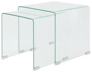 vidaXL Bijzettafel set 2-dlg transparant gehard glas