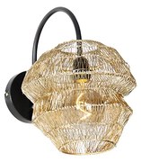 Oosterse wandlamp zwart met goud - Vadi