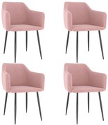 vidaXL Eetkamerstoelen 4 st fluweel roze