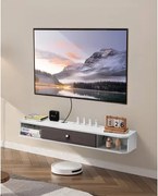 VEVOR TV-meubel Hangende Muurbeugel, TV-meubel met Kabelgat, Zwevende TV-plank met Opbergruimte voor DVD-speler Kabelbox Gameconsole, Wandkast Draagvermogen 52 kg Wit 120 cm Lengte