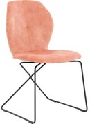 Goossens Excellent Eetkamerstoel Manzini roze velvet stof leuning, modern design