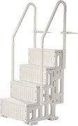 VEVOR zwembadladder, kunststof zwembadtrap met 2 leuningen, 4 antislip treden, draagvermogen 180 kg, zwembadtrap voor 122-137 cm inbouwzwembaden, terras, huis, binnen, buiten, wit