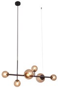 Eettafel / Eetkamer Hotel Chique hanglamp donkerbrons met brons glas 6-lichts - MonacoHotel chique G9 bol / globe / rond Binnenverlichting Lamp