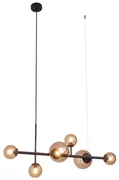 Eettafel / Eetkamer Hotel Chique hanglamp donkerbrons met brons glas 6-lichts - MonacoHotel chique G9 bol / globe / rond Binnenverlichting Lamp