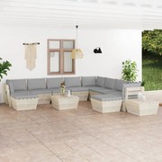 vidaXL 12-delige Loungeset met kussens pallet vurenhout