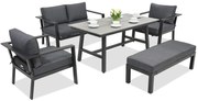 Aluminium tuinmeubelen Sydney Apetito 4 met bank Garden Point antraciet
