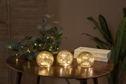 Kerst tafellamp goud 10cm incl. LED set van 3 - Lua bol / globe / rond