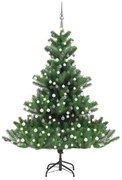 vidaXL Kunstkerstboom Nordmann met LED's en kerstballen 210 cm groen