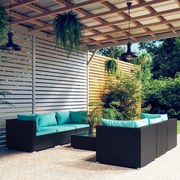 vidaXL 7-delige Loungeset met kussens poly rattan zwart