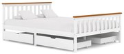 vidaXL Bedframe met 4 lades massief grenenhout wit 140x200 cm