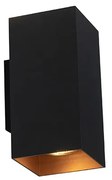 Smart wandlamp zwart met goud vierkant incl. 2 Wifi GU10 - Sab