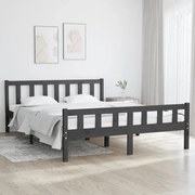 vidaXL Bedframe massief hout grijs 150x200 cm 5FT King Size