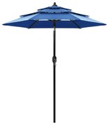 vidaXL Parasol 3-laags met aluminium paal 2 m azuurblauw