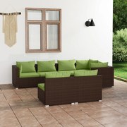 vidaXL 7-delige Loungeset met kussens poly rattan bruin