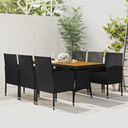 vidaXL 7-delige Tuinset poly rattan zwart