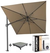 Challenger T2 zweefparasol 350x260 cm taupe met  parasolvoet 90kg en hoes