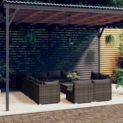 vidaXL 13-delige Loungeset met kussens poly rattan grijs