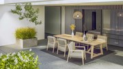 4 Seasons Outdoor Julia low dining set van geborsteld teak met Noah tafel 300 x 100 cm Tuinset   houtkleur weerbestendig