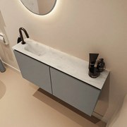 Mondiaz Ture DLux toiletmeubel 100cm smoke met wastafel opalo links met kraangat