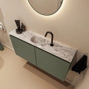 Mondiaz Ture DLux toiletmeubel 100cm army met wastafel glace midden met kraangat