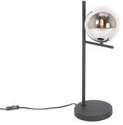 Art Deco tafellamp zwart en smoke glas - Flore