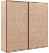 Goossens Excellent Kledingkast Nature, 225 cm breed, 223 cm hoog, 2 hout schuifdeuren