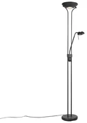 Vloerlamp zwart met leeslamp incl. LED en dimmer - Diva 2 Modern rond Binnenverlichting Lamp