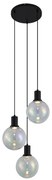 Design hanglamp zwart met regenboog glas rond 3-lichts - Mallon